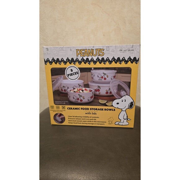 Peanuts Other - Peanuts Snoopy Pressure Lid Food Storage Small & Large 8 Pc Containers Bowl NEW